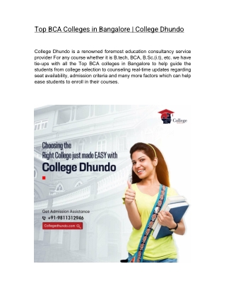 Top BCA Colleges in Bangalore | College Dhundo