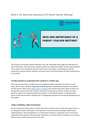 Need And Importance Of A Parent-Teacher Meeting