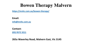 Bowen therapy Malvern Concepts And Its Description
