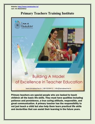 Primary Teachers Training Institute | Learning Teaching