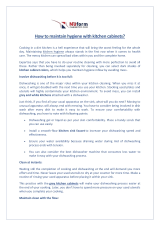 How to maintain hygiene with kitchen cabinets?