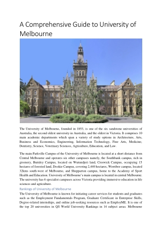 A Comprehensive Guide to University of Melbourne
