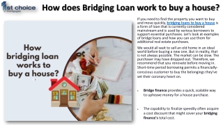 How does Bridging Loan work to buy a house