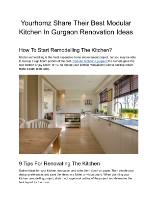Yourhomz Share Their Best Modular Kitchen In Gurgaon Renovation Ideas