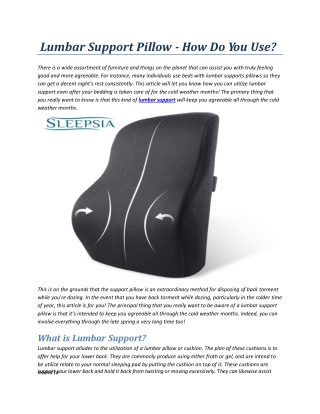 Lumbar Support Pillow - How Do You Use?