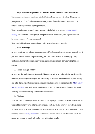 Top 5 Proofreading Factors to Consider before Research Paper Submission