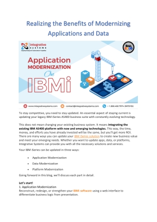 Realizing the Benefits of Modernizing Applications and Data