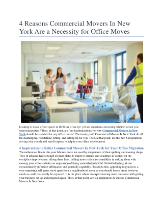 4 Reasons Commercial Movers In New York Are a Necessity for Office Moves