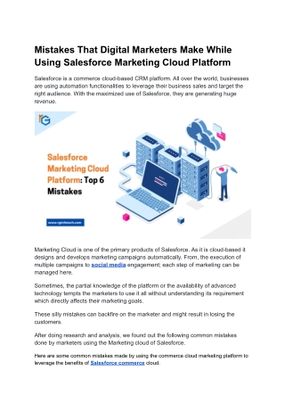 Mistakes That Digital Marketers Make While Using Salesforce Marketing Cloud Platform