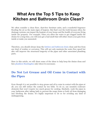 What Are the Top 5 Tips to Keep Kitchen and Bathroom Drain Clean_