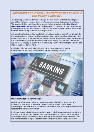 Advantages of Digital Transformation Services in the Banking Industry