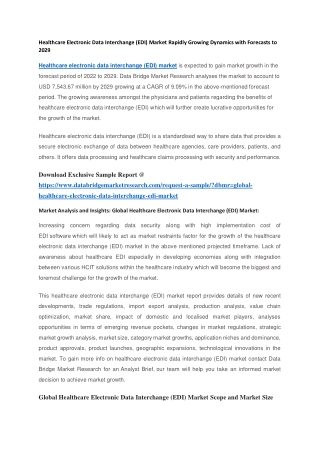 Healthcare Electronic Data Interchange (EDI) Market Rapidly Growing Dynamics with Forecasts to 2029