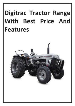 Digitrac Tractor Range With Best Price And Features