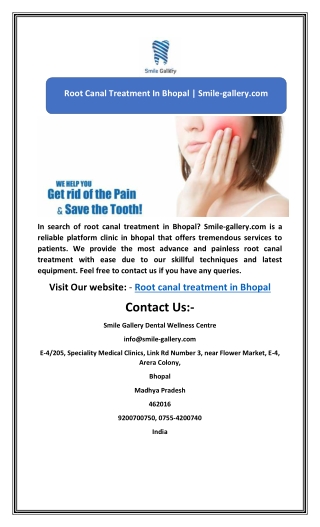 Root Canal Treatment In Bhopal | Smile-gallery.com