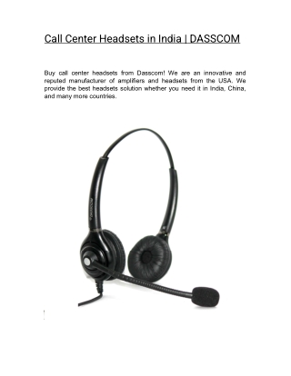 Call Center Headsets in India | DASSCOM