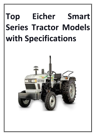 Top Eicher Smart Series Tractor Models with Specifications