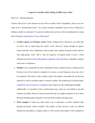 4 aspects to consider before hiring an MBA essay writer