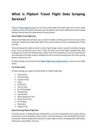 What is Flipkart Travel Flight Data Scraping Services?