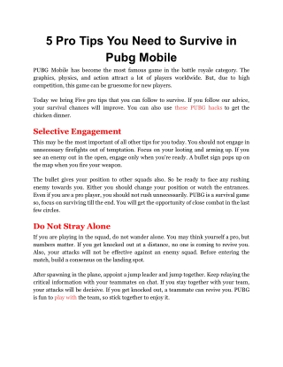5 Pro Tips You Need to Survive in Pubg Mobile