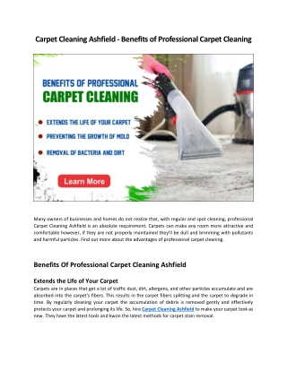 Carpet Cleaning Ashfield - Benefits of Professional Carpet Cleaning