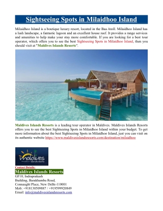 Sightseeing Spots in Milaidhoo Island