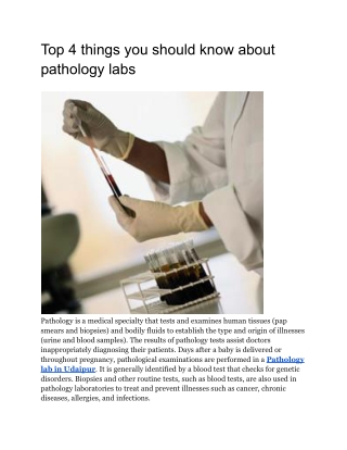 Top 4 things you should know about pathology labs