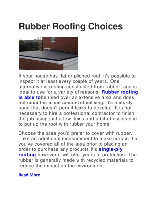 Rubber Roofing Choices