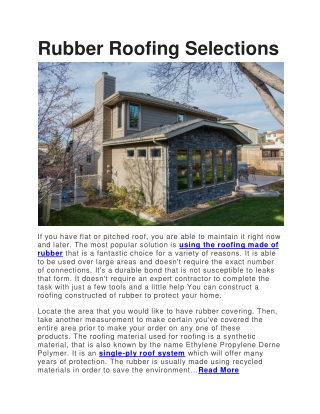 Rubber Roofing Selections