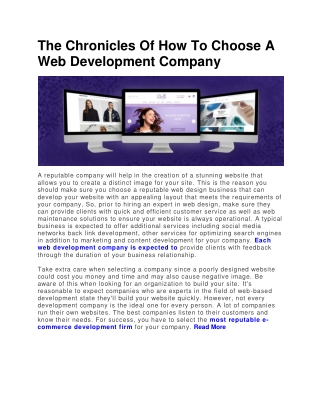 The Chronicles Of How To Choose A Web Development Company