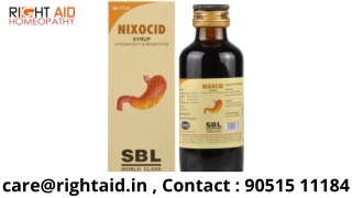 SBL Nixocid Syrup: Relieves Sour Eructations, HeartBurn, Flatulence, Hyperacidit