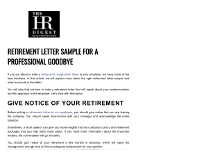 Examples of Retirement Resignation Letters