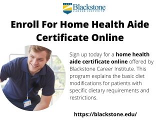 Enroll For Home Health Aide Certificate Online