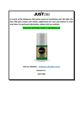 Wobecare Cbd Active Cream  Justcbdstore.de