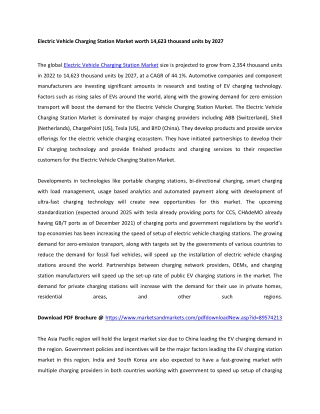 Electric Vehicle Charging Station Market worth 14,623 thousand units by 2027