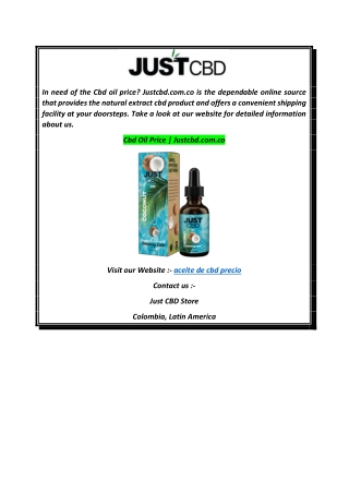 Cbd Oil Price  Justcbd.com.co