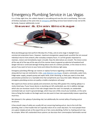 Emergency Plumbing Service In Las Vegas