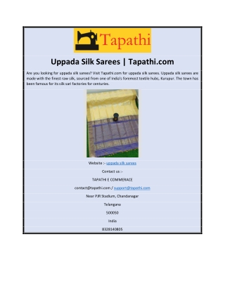 Uppada Silk Sarees | Tapathi.com