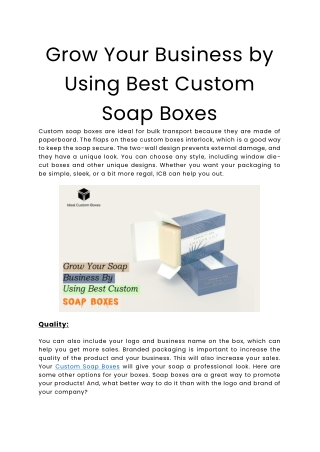 Grow Your Business by Using Best Custom Soap Boxes