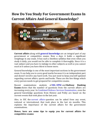 How Do You Study For Government Exams In Current Affairs And General Knowledge