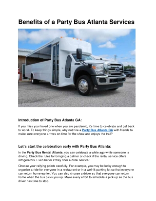 Benefits of a Party Bus Atlanta Services