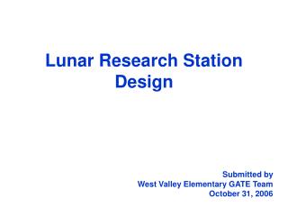 Lunar Research Station Design