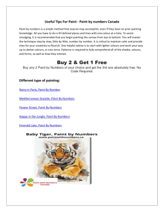 Creating your own art - Paint by number Canada