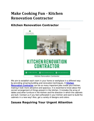 Make Cooking Fun - Kitchen Renovation Contractor