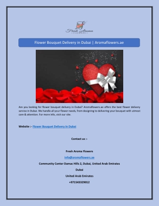 Flower Bouquet Delivery in Dubai | Aromaflowers.ae