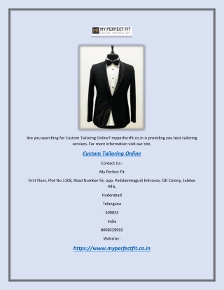 Custom Tailoring Online | myperfectfit.co.in