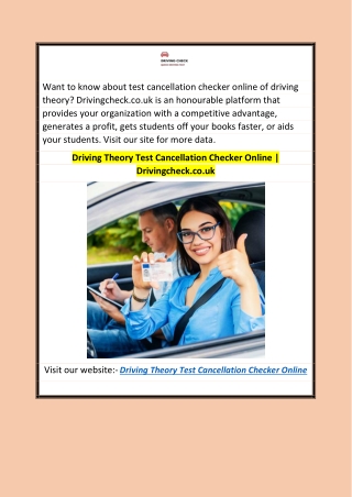 Driving Theory Test Cancellation Checker Online  Drivingcheck.co.uk