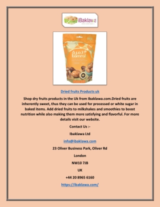 Dried Fruits Products Uk | Ibaklawa.com