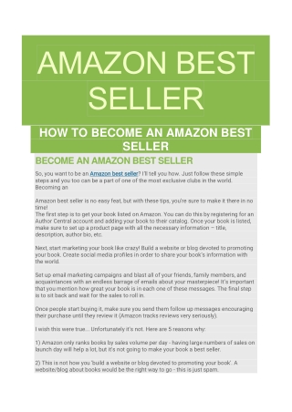 How to become an Amazon best seller
