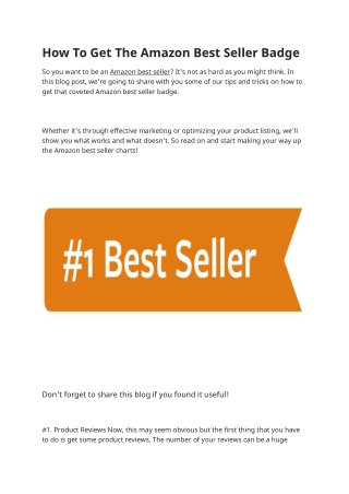 How To Get The Amazon Best Seller Badge