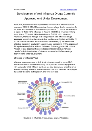 Development of Anti Influenza Drugs Currently Approved And Under Development